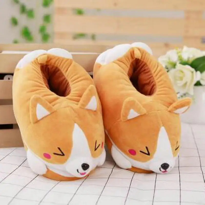 Winter Warm Indoor Foor Bedroom Koi Dog Cartoon Cute Plush Keji Slippers Home Slip Cotton Pad Shoes