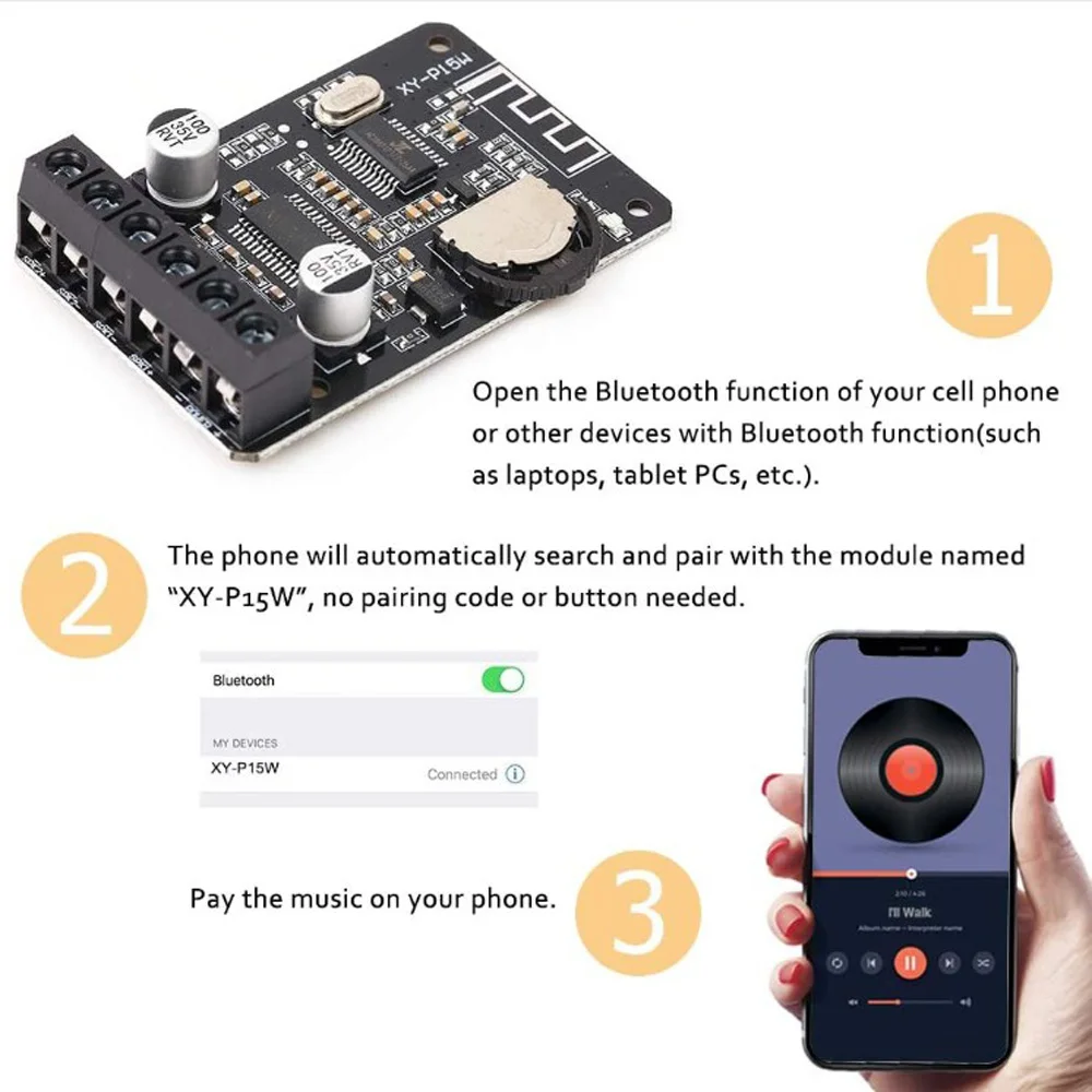 Bluetooth-Compatible Receiver Board Stereo Audio Amplifier 5W*2 20W*2 Power Amplifier Module 3.7-5V 5-24V for DIY Wireless Speak