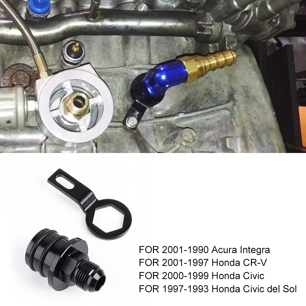 

AN10 Aluminum Black Rear Block Breather Fittings Adapter Fit For K20 Honda Acura B Series B16 B18 B20