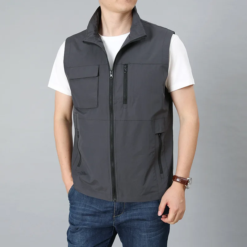 Quick-dry Sleeveless Jacket Men's Vest Outdoor Hiking Fishing Multi-pockets Light-weight Functional Tactical Waistcoat Sizem-6xl