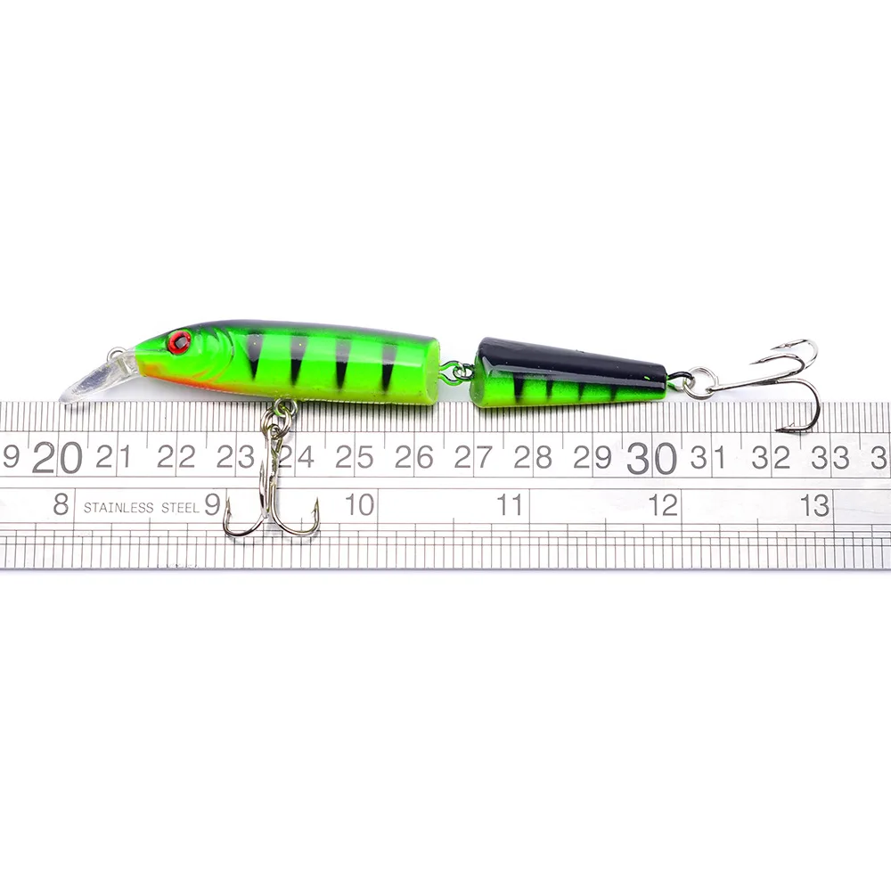 Duas seções iscas de pesca minnow, 105mm/9g, plástico artificial, olhos 3d, swimbait, wobblers para lúcio, equipamentos de pesca, 1 parte