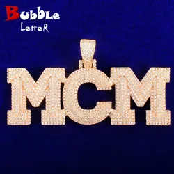Bubble Letter Custom Name Necklace for Men Personalized Pendant Cubic Zircon Gold Plated Hip Hop Rock Jewelry 2022 Trend