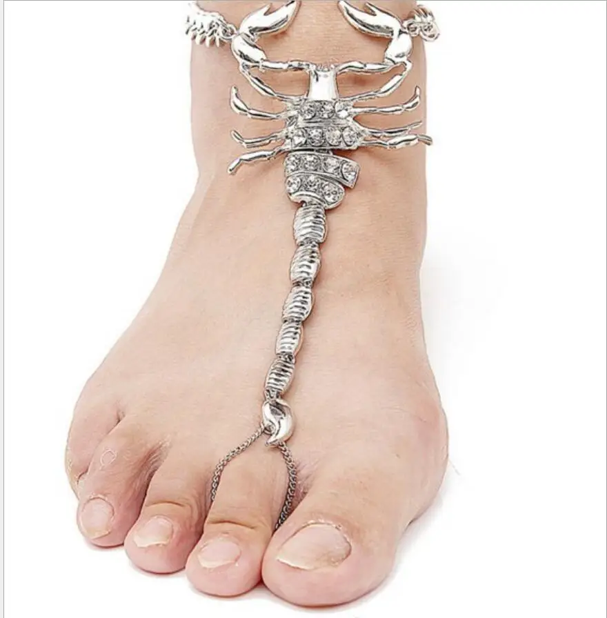 Scorpion-Bracelet de cheville avec pendentif en biscuits pour femme, bijoux de pied bohème, mode sur la jambe, plage, cadeaux, S1832