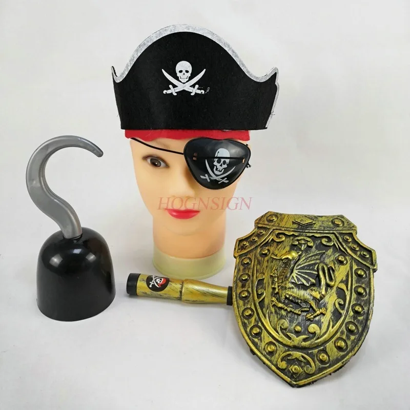 Toy Pirate Weapon Cap Pirate Hat Shield Pirate Eye Mask Pirate Dress Up Pirate Hat Halloween Masquerade 2021