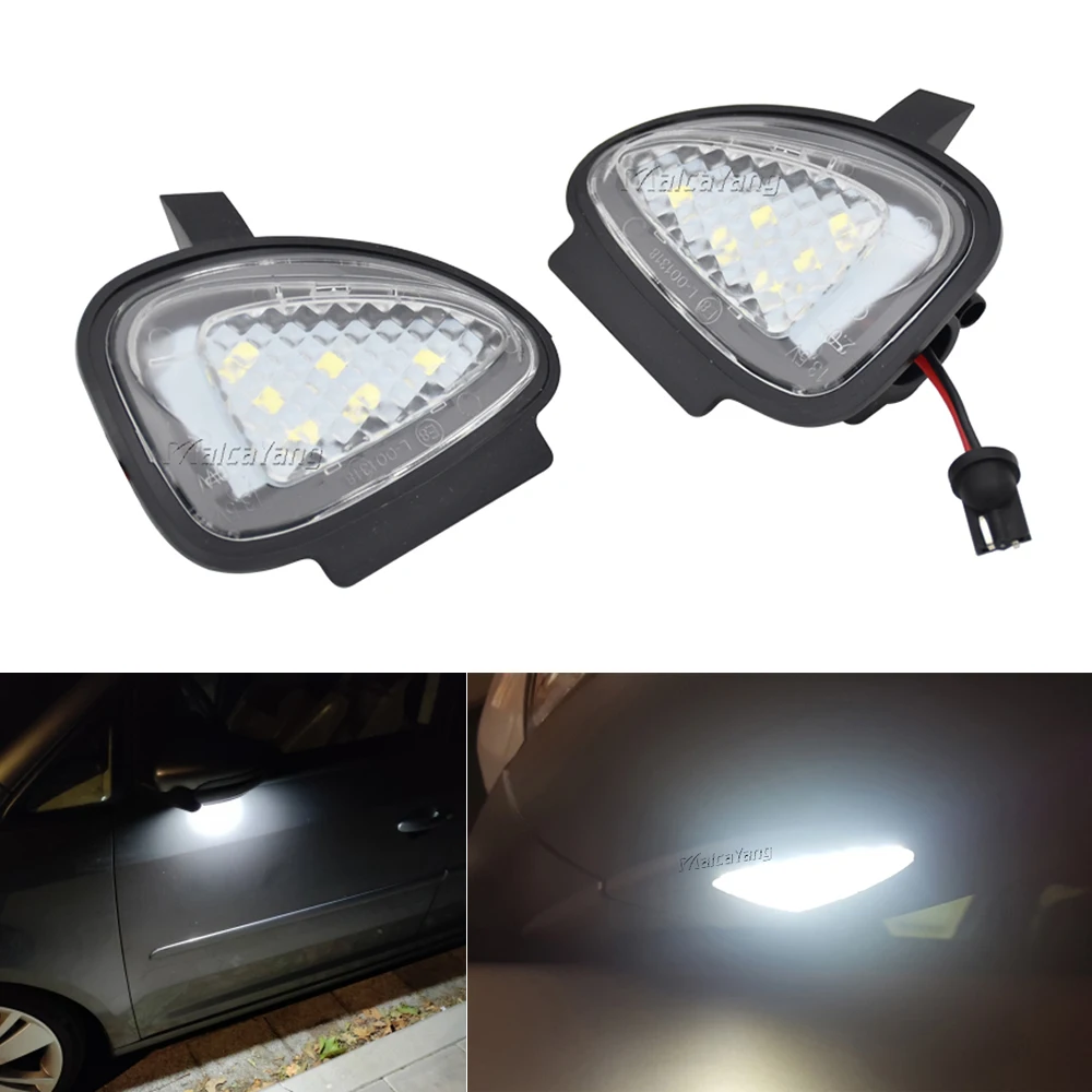 2x For VW Golf GTi MK6 6 MKVI 2010-2014 C45 Golf Cabriolet 2012-2015 LED Front Under Side Rearview Mirror Puddle Light Lamp