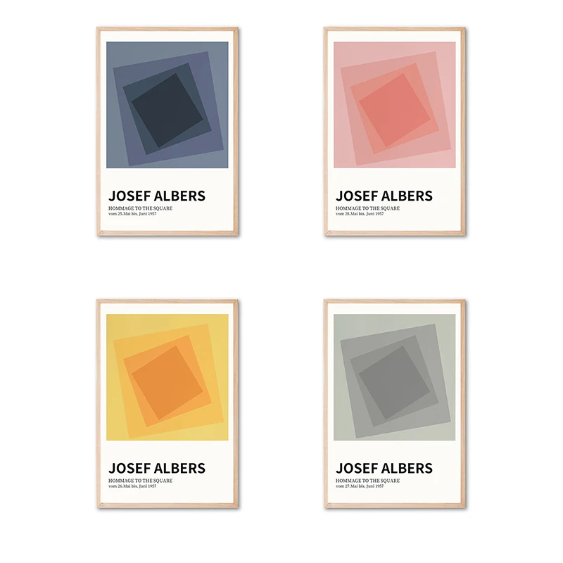 Josef Albers Abstract Exhibition Poster Art Print Square Canvas Painting Mininmalsit Picture for Gallery Living Room Home Decor