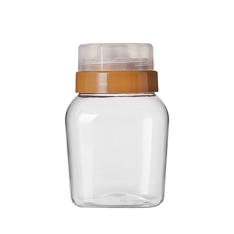 X352 Food Grade 500G 16OZ 360ML Capacity Reflux Bottle Plastic Honey Jar PET Material Honey Bottle PP Caps Plastic Bottle