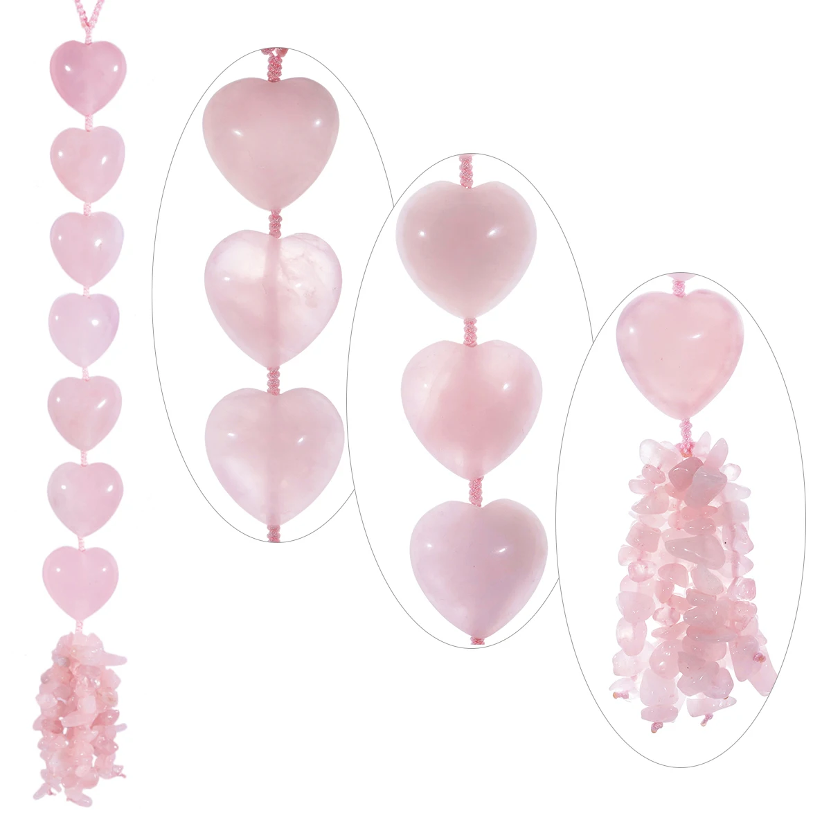 

TUMBEELLUWA Love Heart Shape Crystal Stone Wind Chimes Reiki Rose Quartz Window Hanging Ornaments Home Decoration Room Decor