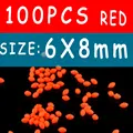 100 piezas rojas de 6x8 mm