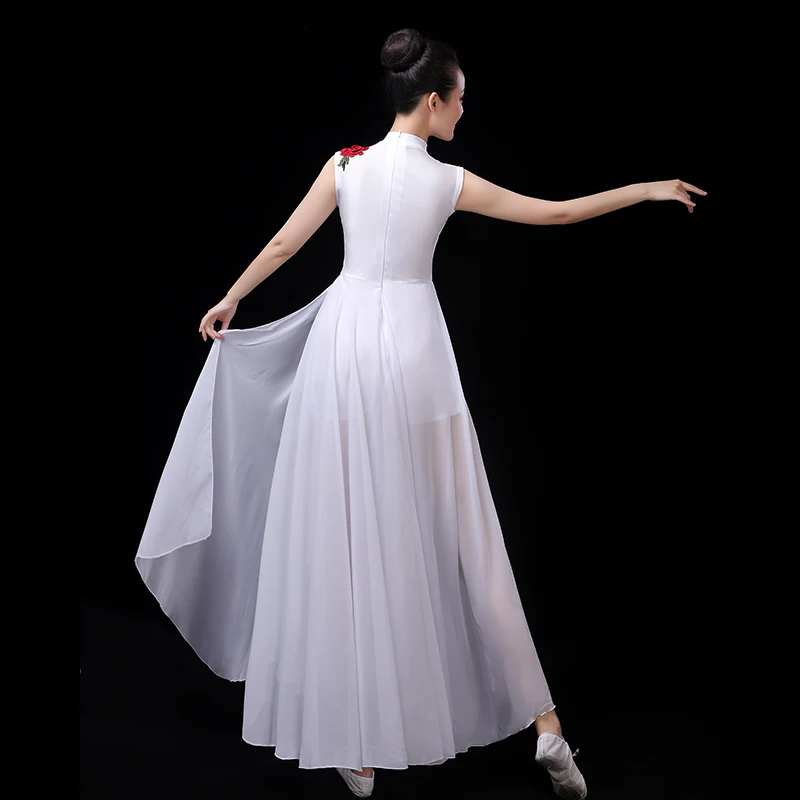 Classical Dance Clothes Women Stage Costume White Flamenco Dress Summer Gypsy Skirt Opening Dance Outfit Extoic Dancewear DL7391