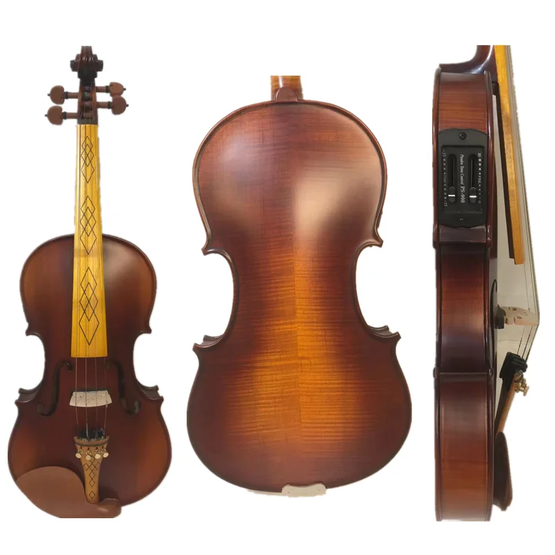 

Brown colors best craft solid wood 4/4 electric violin +Acoustic violin #9414