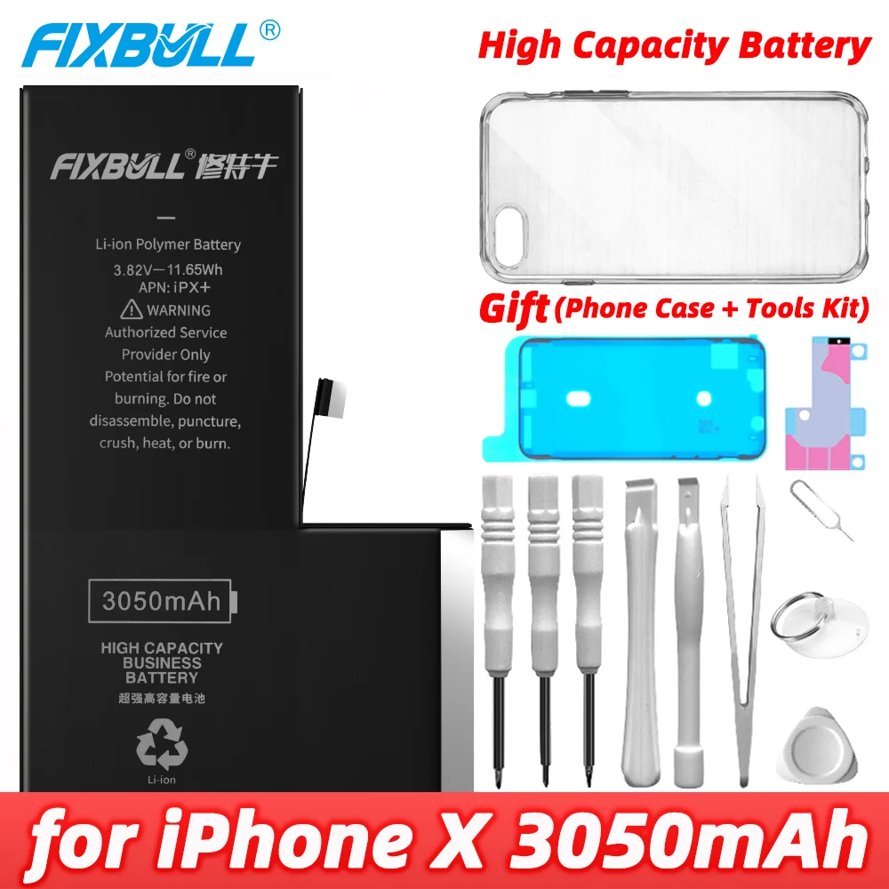 Imagem -02 - Fixbull 100 Novo Ciclo Bateria do Telefone Móvel para o Iphone x Iphonex 2716mah 3050mah Substituição de Alta Qualidade Mais Ferramentas Gratuitas