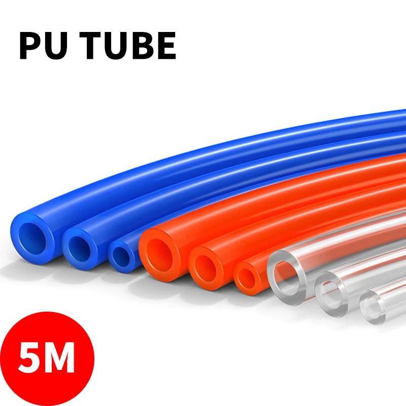 5m Pneumatic Hose Pu Pipe 4X 2.5mm 6X4mm 8X5mm 10X6.5mm 12X8 14X10mm 16X12mm Air Tube Compressor Hose