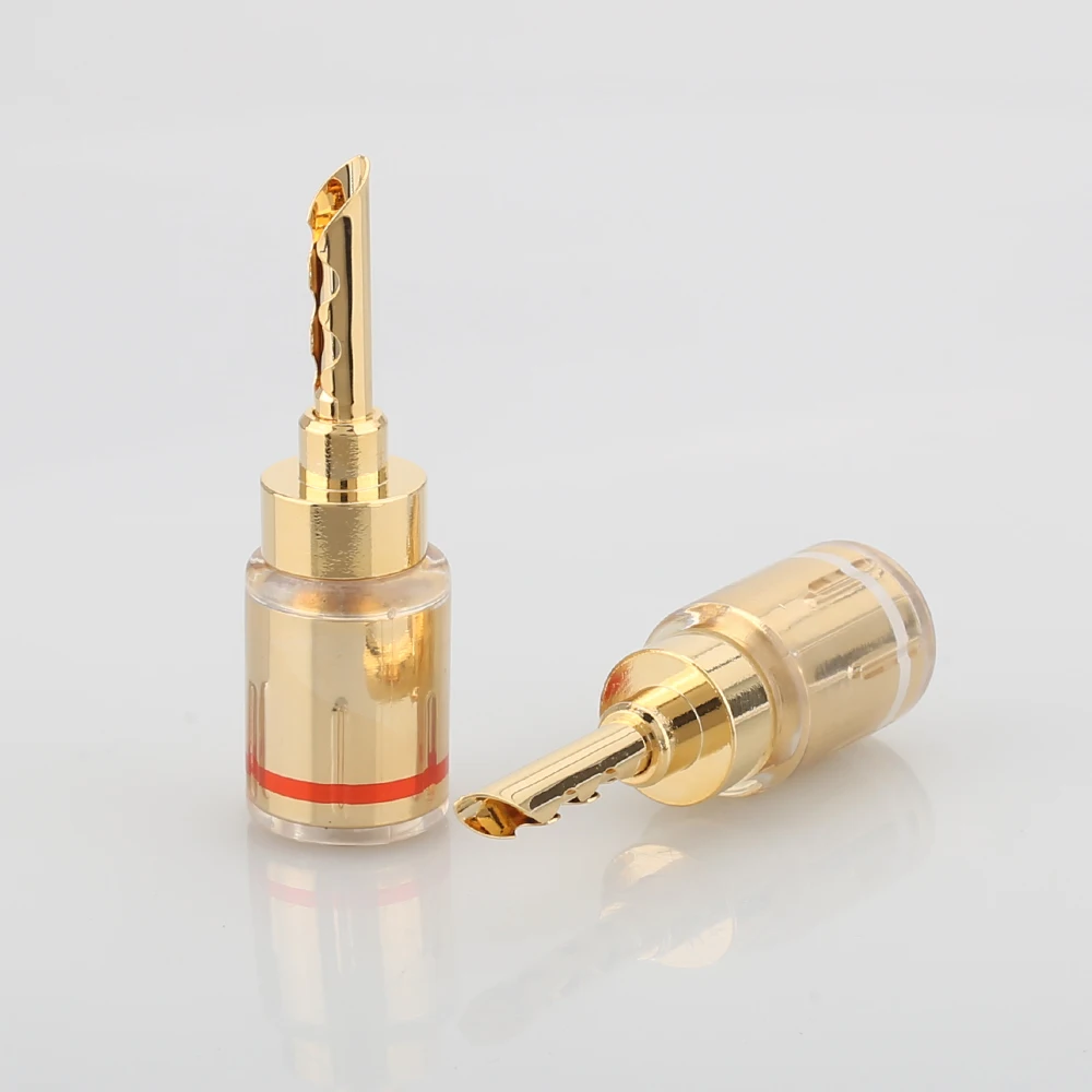 

4Pcs Hifi Audio 24K Gold plated BFA banana connector Banana Plug Adapter Wire Speaker Connectors