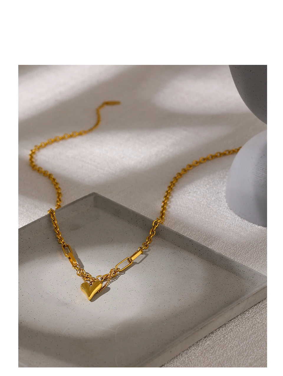 Yhpup romantische Herz Anhänger Halskette für Frauen hochwertige Edelstahl 18 k Metall Textur Choker Halskette Jubiläum – Detail 5