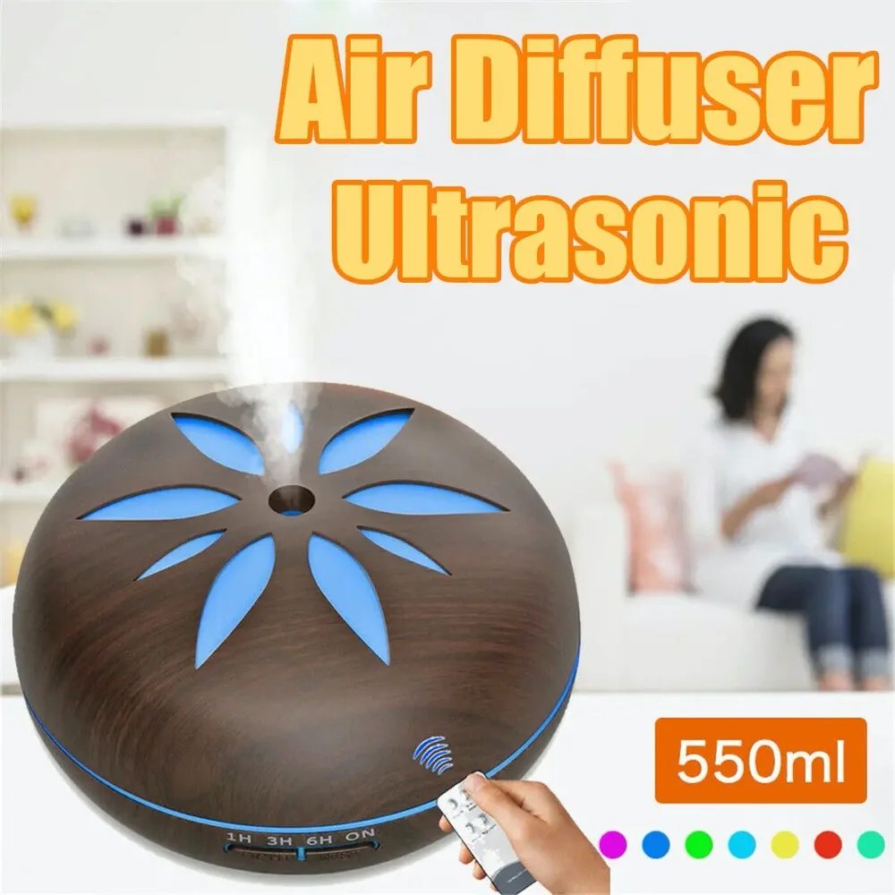 Electric Aroma Diffuser Ultrasonic 550ml Air Humidifier LED Lamp Aromatherapy Mist Maker Remote Control Essential Oil Diffusor