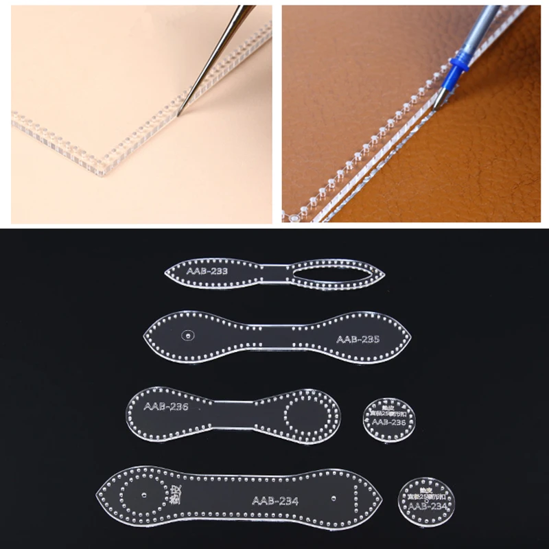 NUBECOM DIY Acrylic Laser Cutting Pattern Leather Wallet Keychain Pendant Hanging Acrylic Template Leather Tool Set Kit Couro