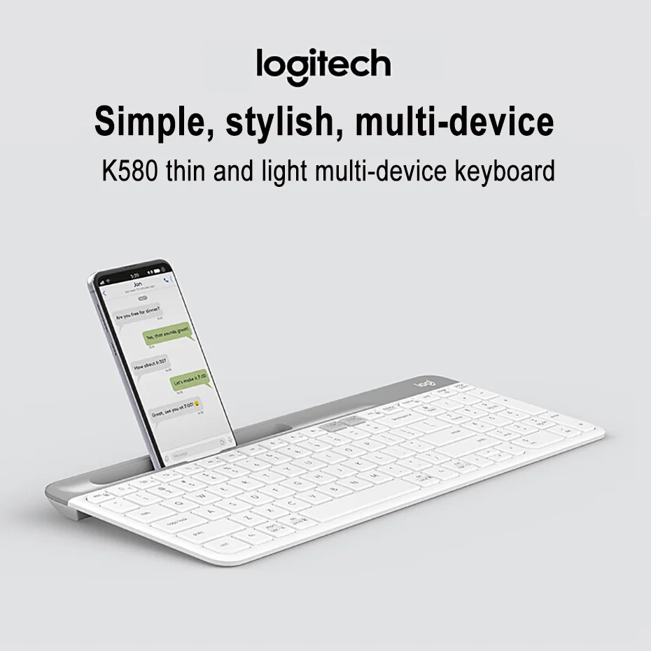 Imagem -04 - Teclado sem Fio Bluetooth Ultra-fino Portátil para Laptop Telefone Celular Tablet Ipad Preto e Branco Logitech-k580