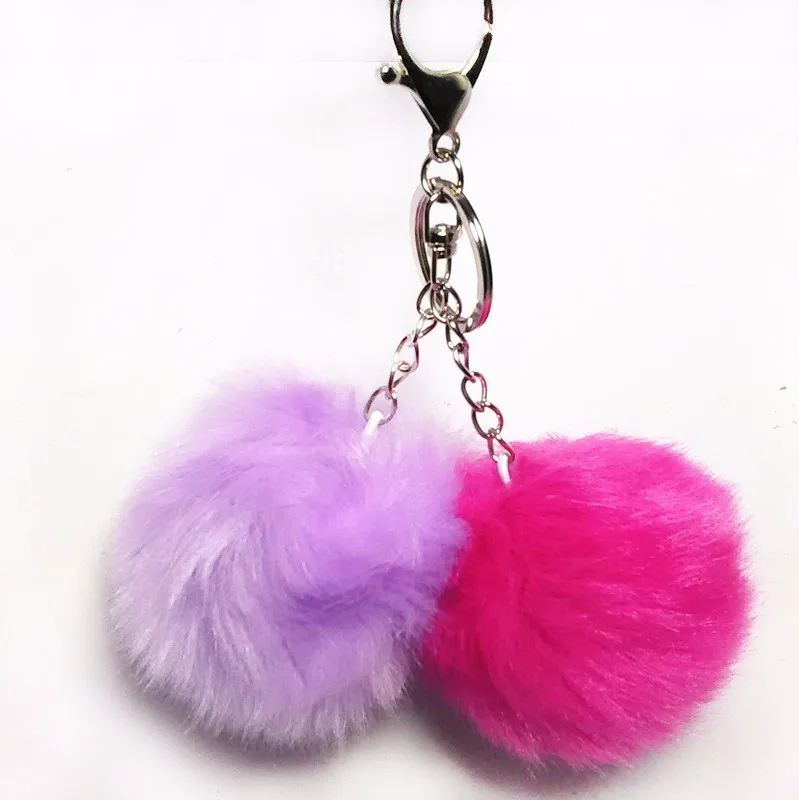 New A Pair Hair Bulb Key Chain Fluffy Fake Fur Ball Key Ring Cute Pendant Bag Charming  Big Pompon Key Holder Personality Gifts