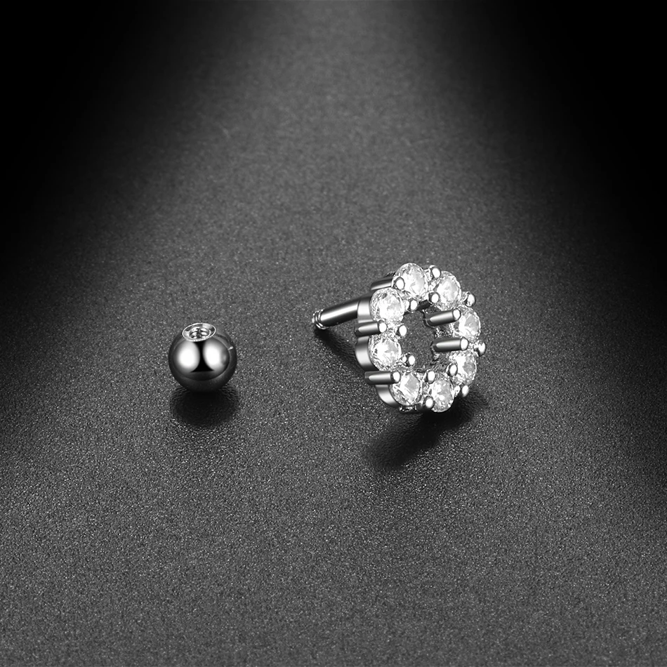 1PC Cross Star Moon Flower CZ Tragus Cartilage Piercings Ear Stud Helix Piercings Crystal Daith Rook Earrings Women Jewelry 16G