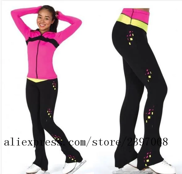 

pink ice skating suit girls figue skating suits with pants custom free shipping