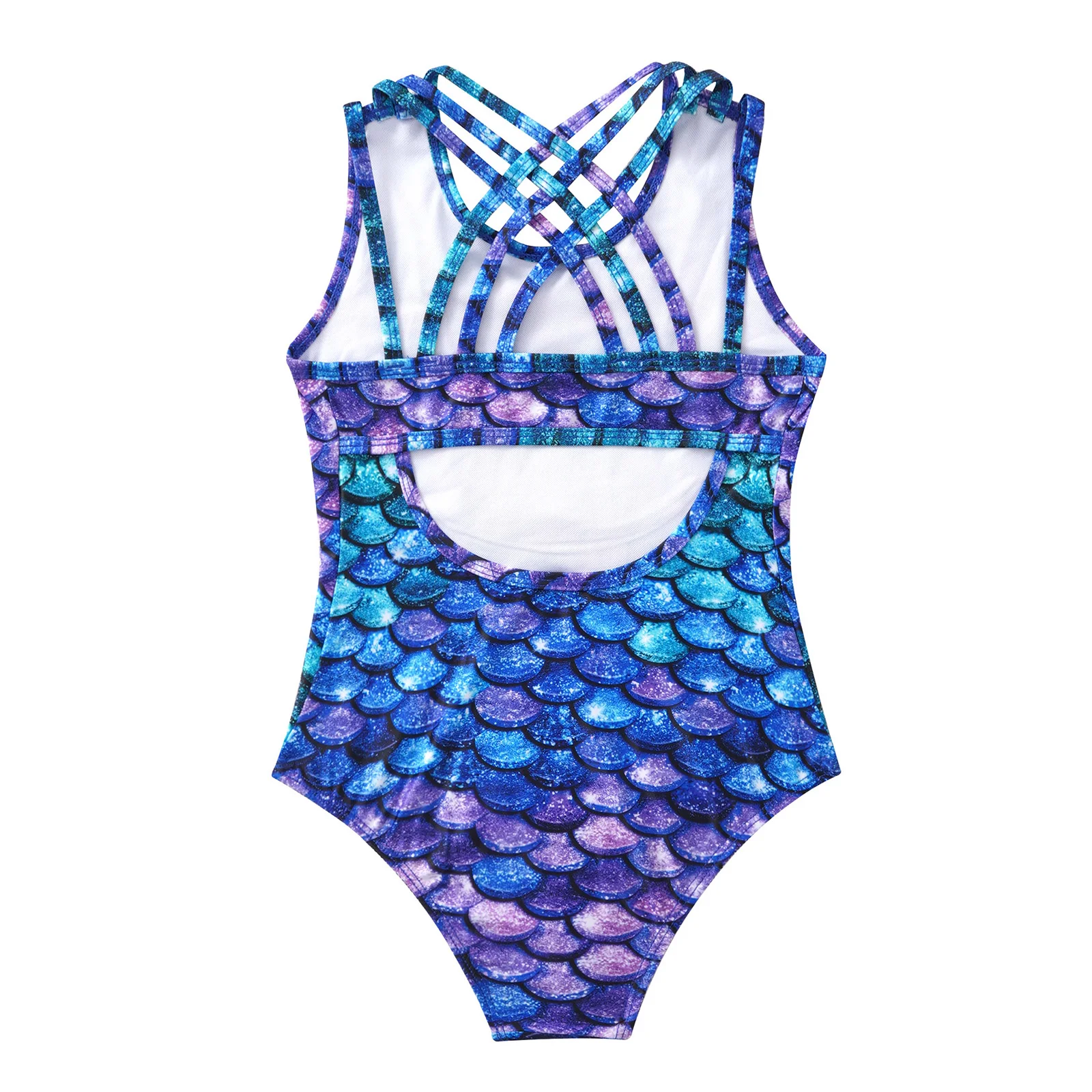 Kids Girls Print One-piece Swimsuit Fish Scales Mermaid Bodysuit Swimwear Pool Party Water Park Bathing Suit for Beach Vacation