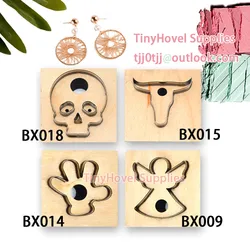 The Oxbow Angel Skull Earrings Cutting Dies Wooden Die Cut Scrapbooking for Leather, for Common Leather Cutting, Big Shot BX009