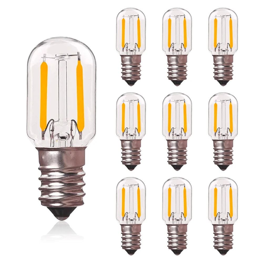 T20 1W Dimmbare Edison LED-Glühbirnen E12 E14 Röhrenförmige LED-Filamentbirne Klarglas 2700K 4500K 6000K Kühlschrank-Hängelampen Mini-Leuchten