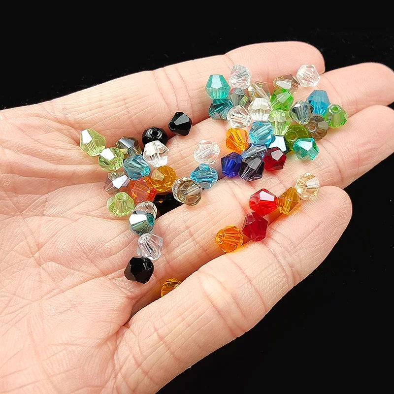 UPGFNK 4mm 100pcs Bicone Austrian crystal Glass beads Loose Spacer beads For jewelry making bracelet Beading DIY accessories