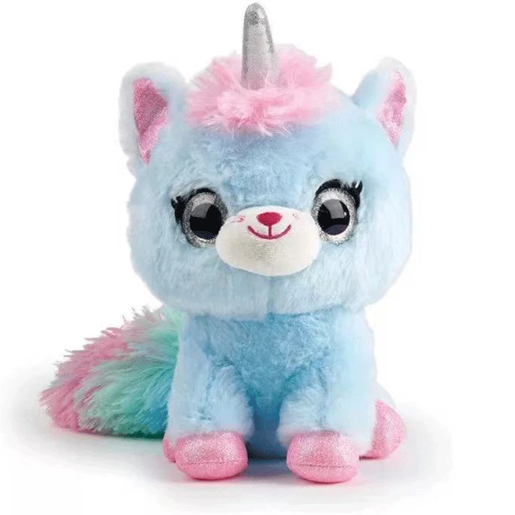 Juguete interactivo luminoso de unicornio para niños, juguete eléctrico de peluche con música, juguete táctil para niña