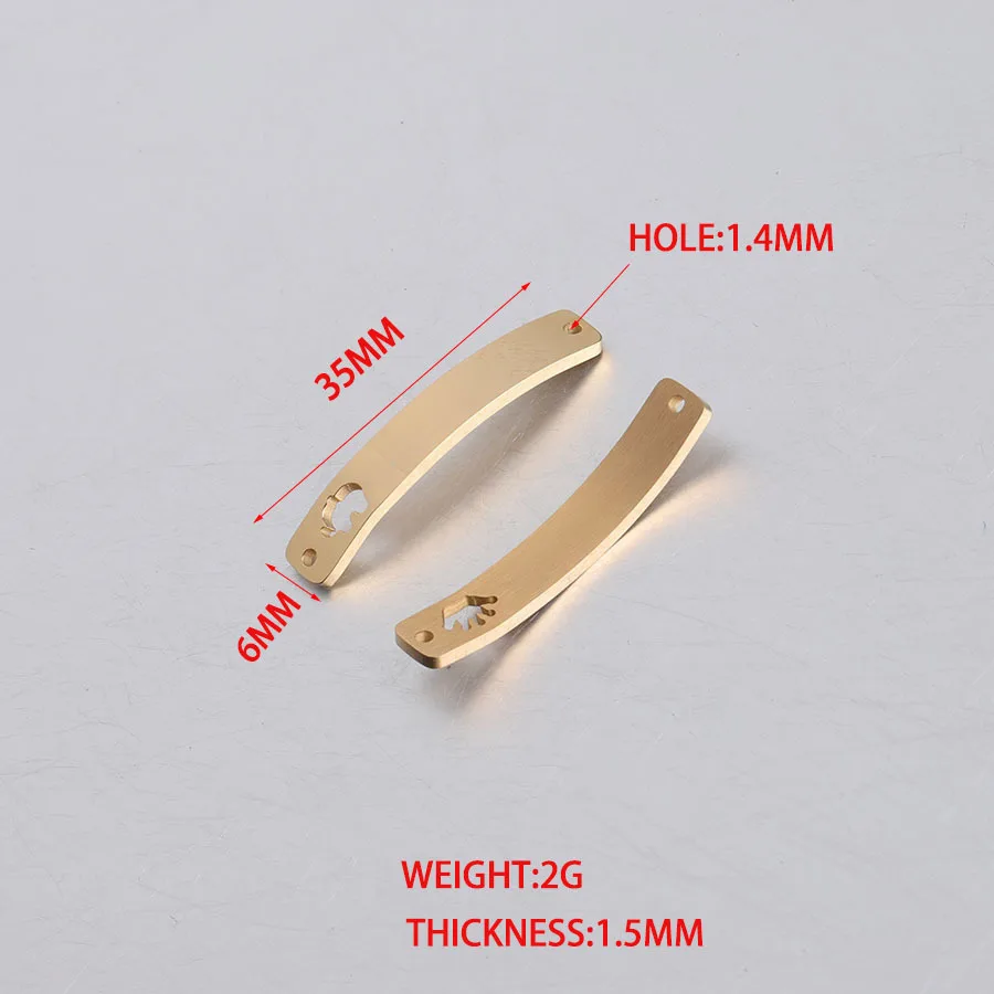 Stainless Steel Bend Rectangle Bar Charm Blank For Engraving 2 Hole Metal Plate For Bracelet Mirror Polished 10pcs