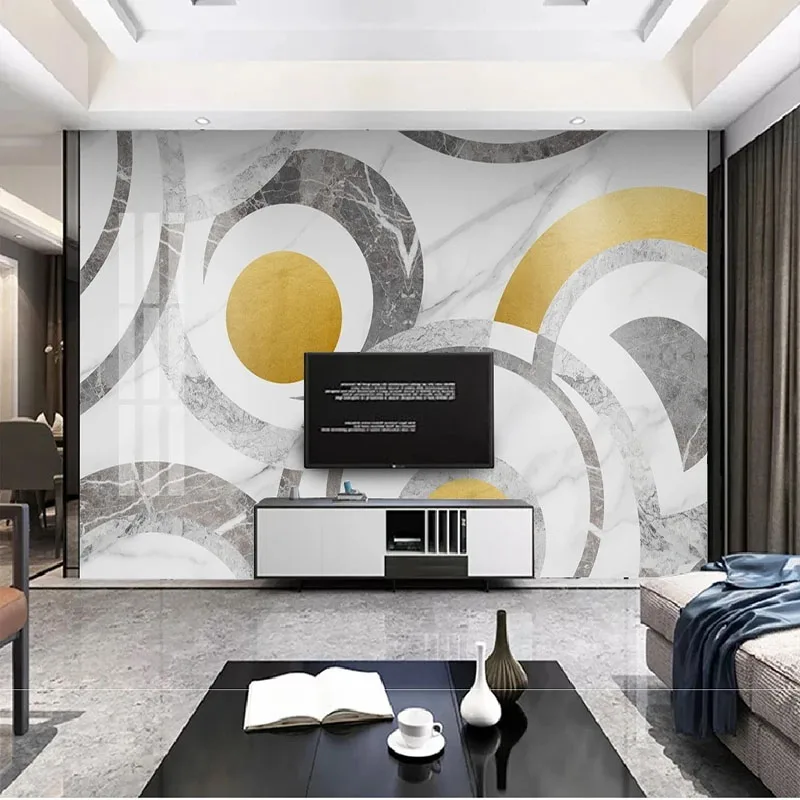 Custom Wallpaper 3D Modern Abstract Geometric Marbling Mural Background Living Room TV Wall Sticker Poster Papel Pintado Pared