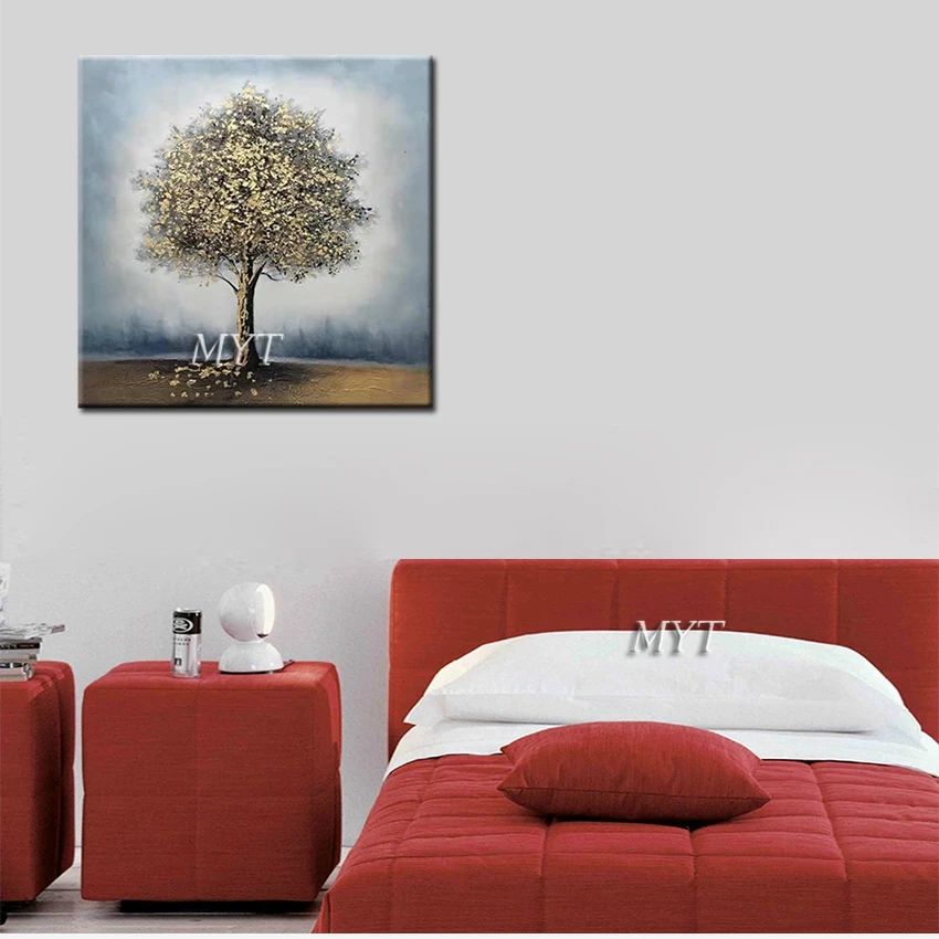 A Lush Tree Stands Alone 100% Hand Painted Oil Painting On Canvas Handpainted Pictures Modern Wall Art Artwork Unframed