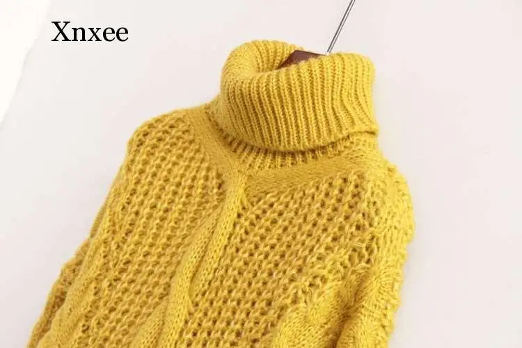 Turtleneck Sweater Women Autumn and Winter Pullover Lantern Sleeves High Stretch Knit Casual Twist Warm Sweater Long Sleeve Yell