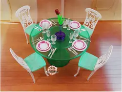 Genuine tableware for 30 cm dolls princess house furniture kitchen accessories 1/6 bjd doll dining table room set toy gift