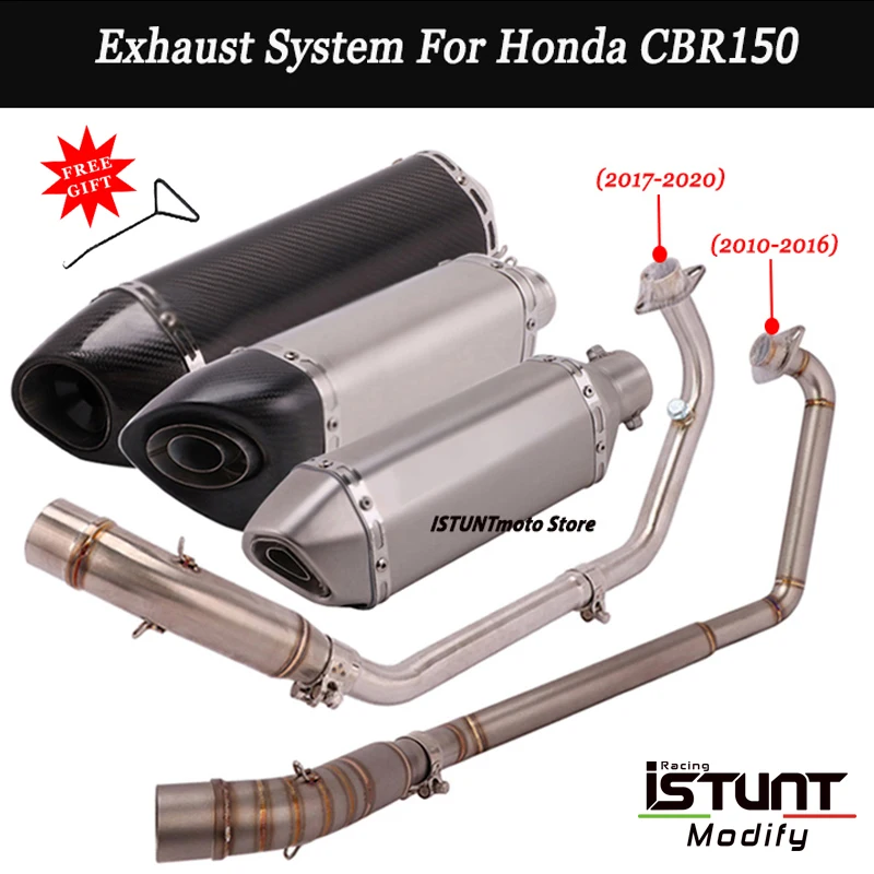 Motorcycle Exhaust Modified full System Link Pipe carbon fiber Muffler Escape Slip On For Honda CBR150 CBR150R CB150R 2010-2020