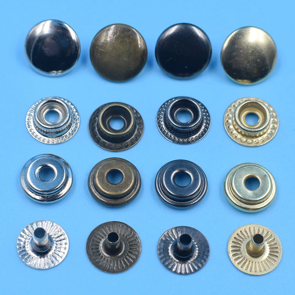 50sets 4 optional colors metal  Ring Spring Type snap with suited mold press stud buttons die fasten tool for DIY bulk clothing