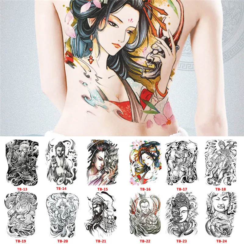Wasserdichte, große, vollflächige Brust-Tattoos, große Tattoo-Aufkleber, Fisch, Wolf, Tiger, Drache, temporäre Flash-Tattoos, cool für Männer und Frauen – Detail 2