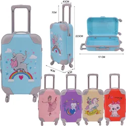 Doll Accessories Suitcase Cartoon Animal Print Fit For 18 Inch American Dolls 43Cm Baby Doll Clothes Storage,Kid Toy Gift