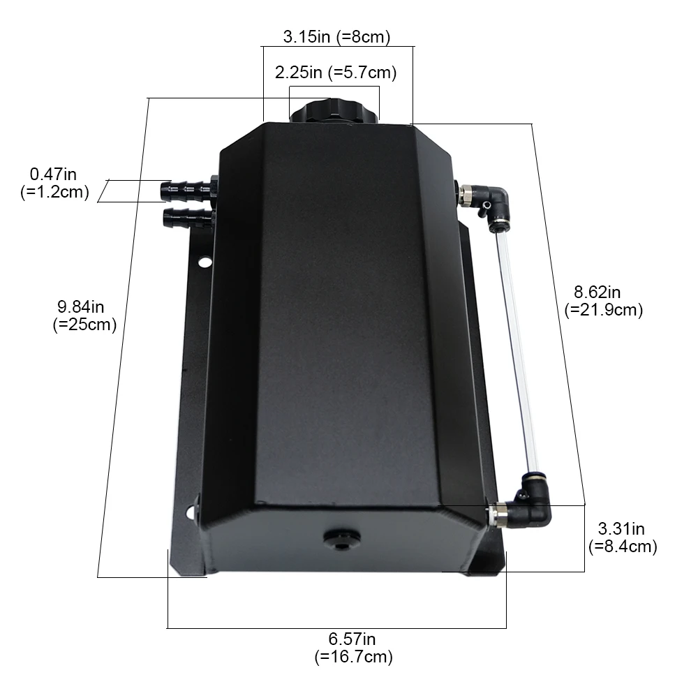 Universal 2L Aluminum Oil Catch Can Reservoir Tank With Drain Plug Breather Oil Tank Fuel Tank