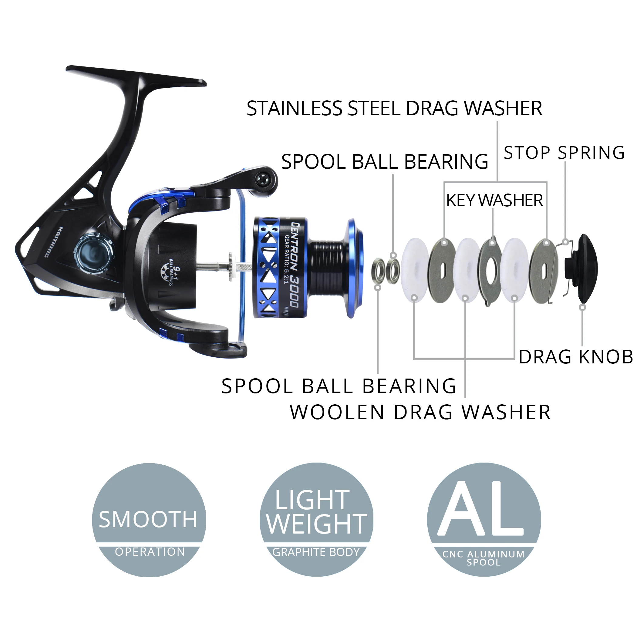 KastKing Centron & Summer One Way Clutch System Low Profile Spinning Reel 9+1 Ball Bearings Max Drag 8KG Carp Fishing Reel