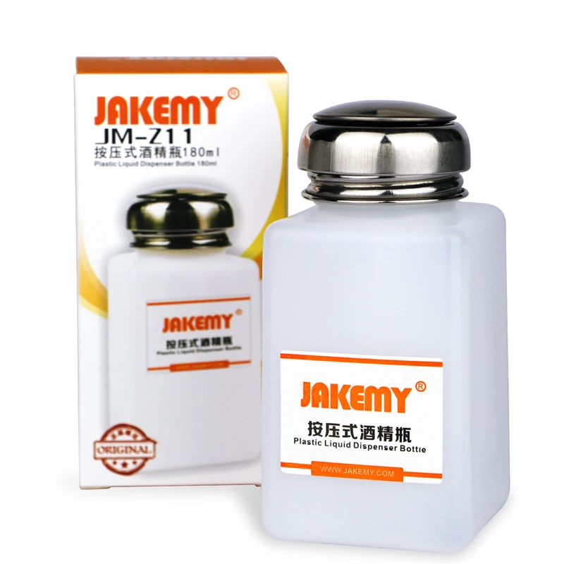 JAKEMY Alcohol Bottle 120/180ML with Stainless Steel Bottle Cap for Mobile Phone Repair Clean Anti Static Liquid Plastic images - 6