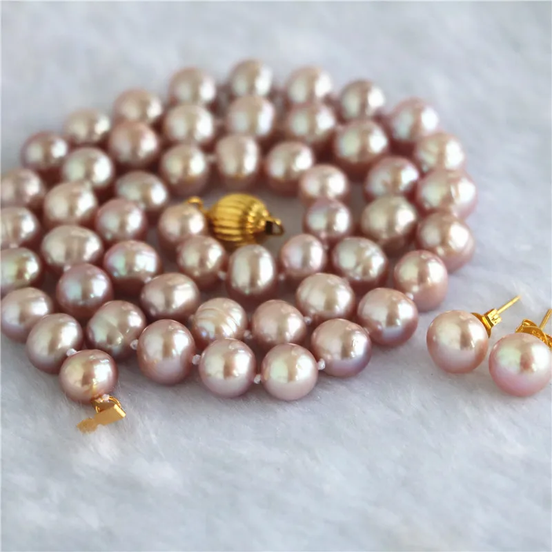 100% real pearl Suit Purple Natural Freshwater Pearl Necklace 8-9mm for Women Choker Necklace Mom Gifts Fine Jewelry Wholesale