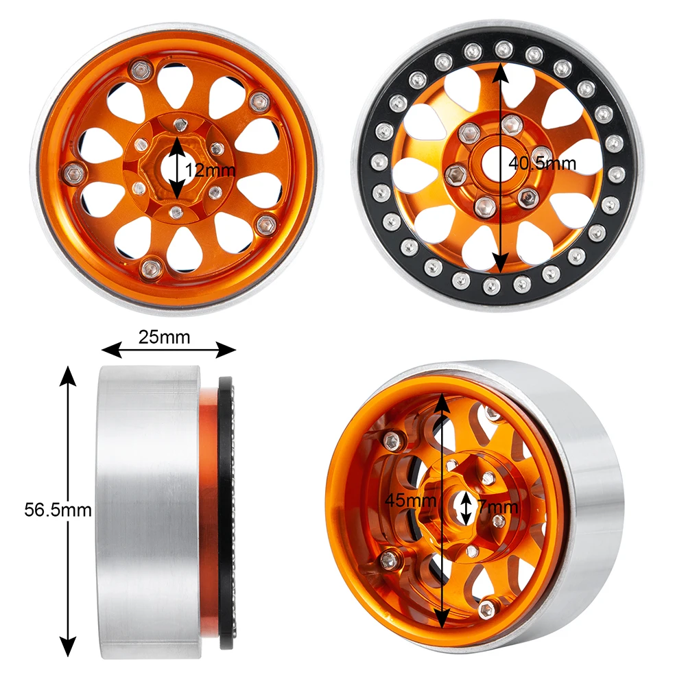 AXSPEED Piasty kół ze stopu aluminium 1,9 cala 25 mm o szerokości do gąsienic Axial SCX10 Tamiya cc01 1/10 RC Części do modernizacji samochodów