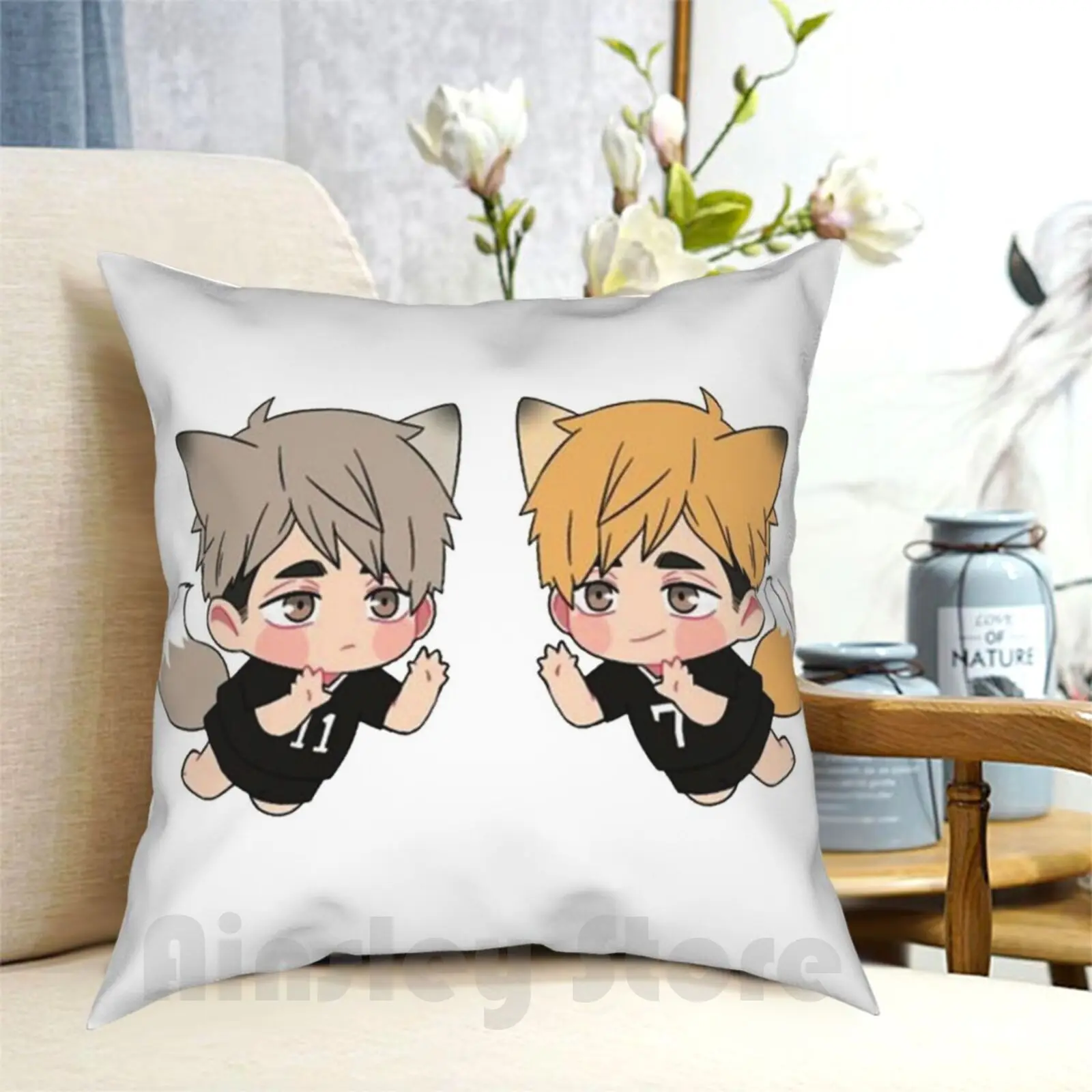 Haikyuu-Inarizaki-Atsumu And Osamu Twin Pillow Case Printed Home Soft DIY Pillow cover Haikyuu Haikyu Fly Karasuno Hinata