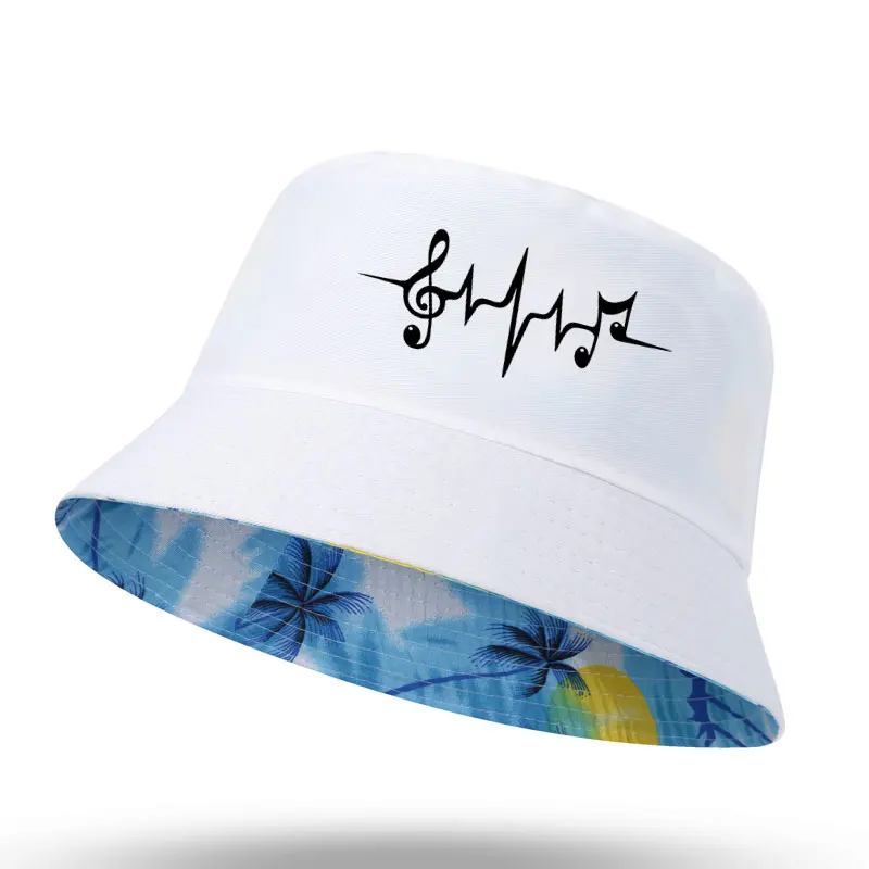 Music Pulse Heartbeat Notes Clef Frequency Wave Sound Festival Men Women Bucket Hat Outdoor Beach Cap Fisherman Hat Fishing Cap