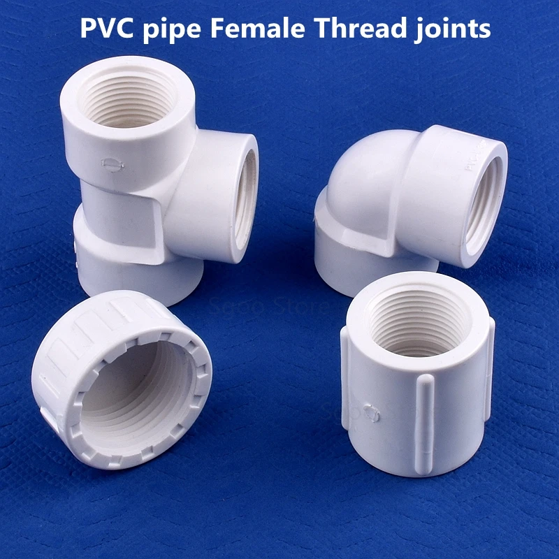 1pc 20mm,25mm,32mm,40mm,50mm,63mm rura PVC gwint żeński bezpośrednie kolanko sposoby wtyk końcowy nawadnianie ogrodu złącze akwarium