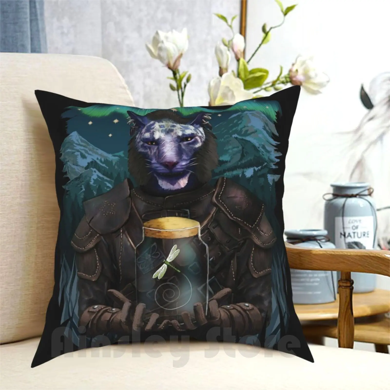 Inigo And Mr Dragonfly Pillow Case Printed Home Soft DIY Pillow cover Inigo Mr Dragonfly Aurora Smartbluecat Smart Blue Cat