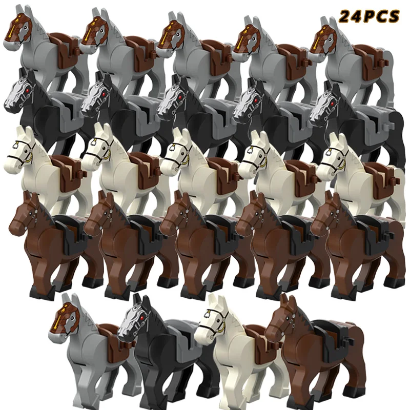 24 pcs/ Medieval Knight Horse Military Horse Set Ride Set Character Brick Gift Children\'s Toys