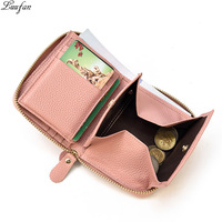 100% genuine Leather Men's Coin Purse women fashion small cowhide short Wallet mini Money Bag Credit Card Pockets clutch wallet